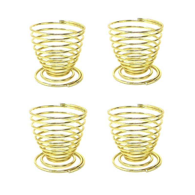 Honbay 4PCS Stainless Steel Spring Wire Tray Egg Cups Holder Serving Cup Egg Tray for Egg gold