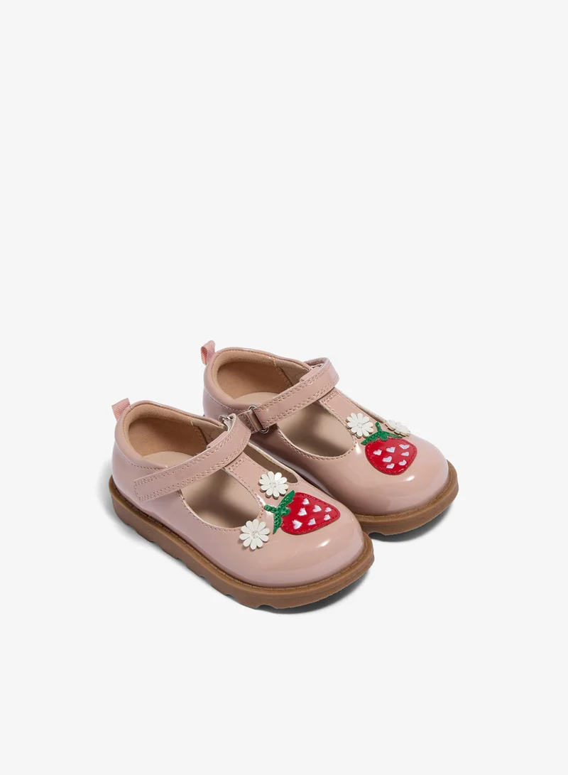 ماتلان Girls Pink Strawberry T Bar Shoes