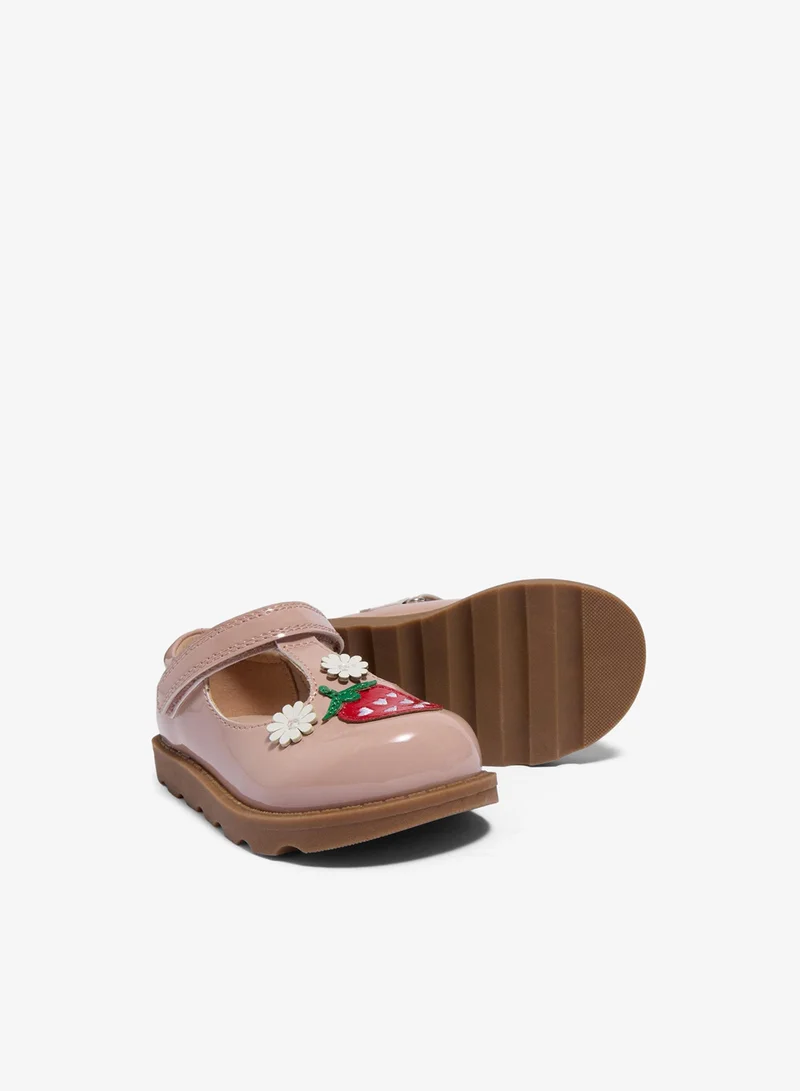 ماتلان Girls Pink Strawberry T Bar Shoes