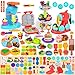 Aprilwolf 75 PCS 4 in 1 Dough Sets for Kids Ages 348 Art Crafts Dough Tools Kit Ice Cream Playset Noodle Hamburger Maker Machine Dessert Rack Kitchen Creations Food Play Toys Toddlers Boys Girls - Image 3