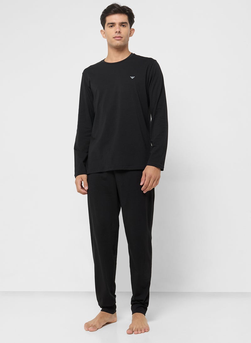 امبوريو ارماني طقم بيجامة وتيشيرت كاجوال بياقة دائرية - Image 1