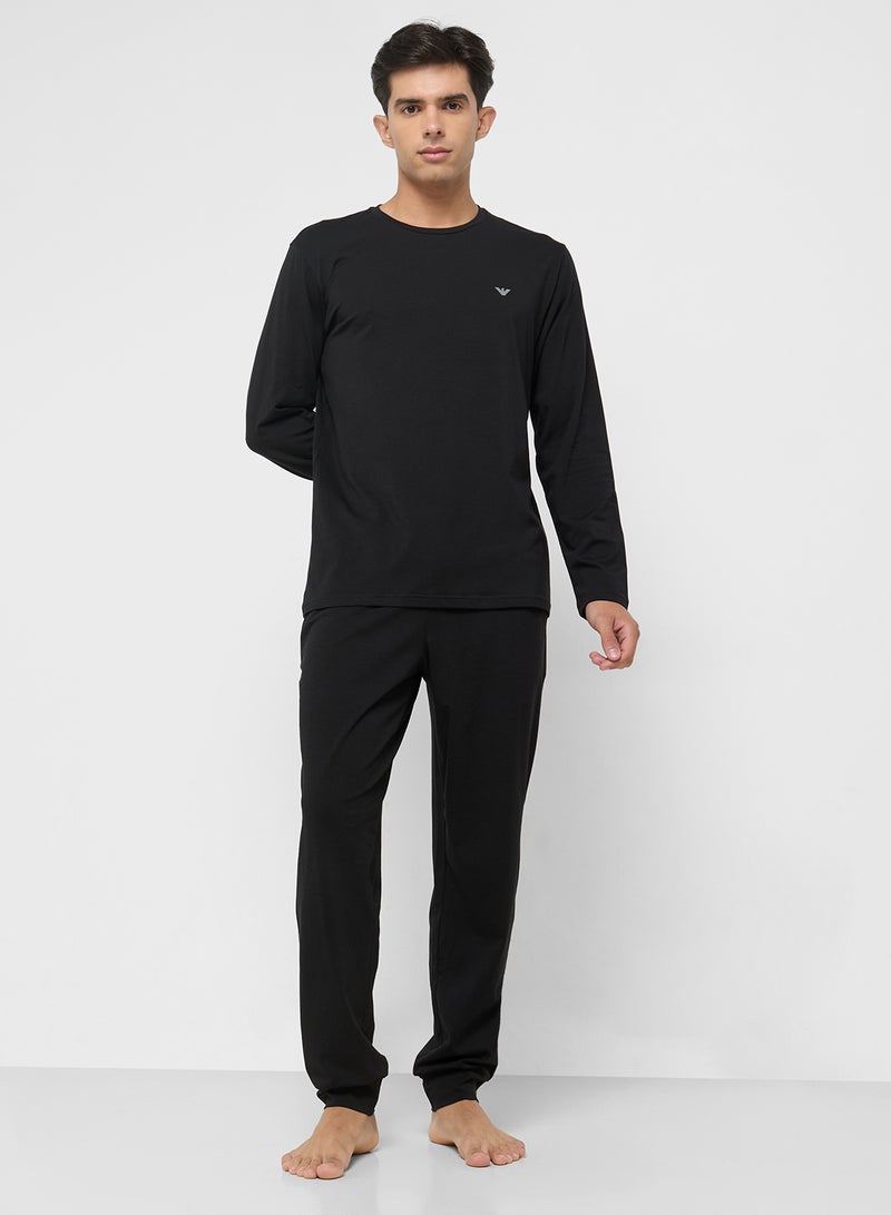 امبوريو ارماني طقم بيجامة وتيشيرت كاجوال بياقة دائرية - Image 5