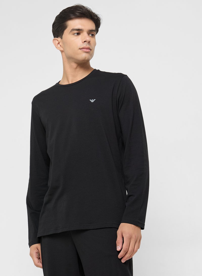 امبوريو ارماني طقم بيجامة وتيشيرت كاجوال بياقة دائرية - Image 3