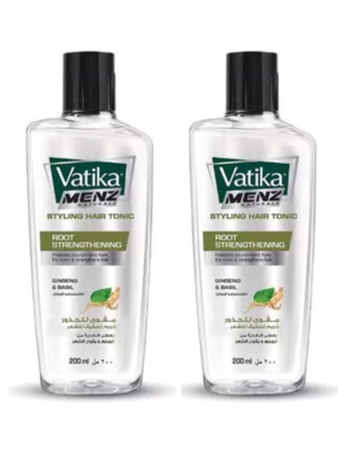 VATIKA 2PCS Vatika Menz Root Strengthening Styling Hair Tonic With Ginseng And Basil 200Ml - Image 1
