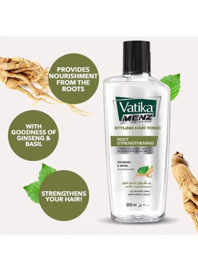 VATIKA 2PCS Vatika Menz Root Strengthening Styling Hair Tonic With Ginseng And Basil 200Ml - Image 4