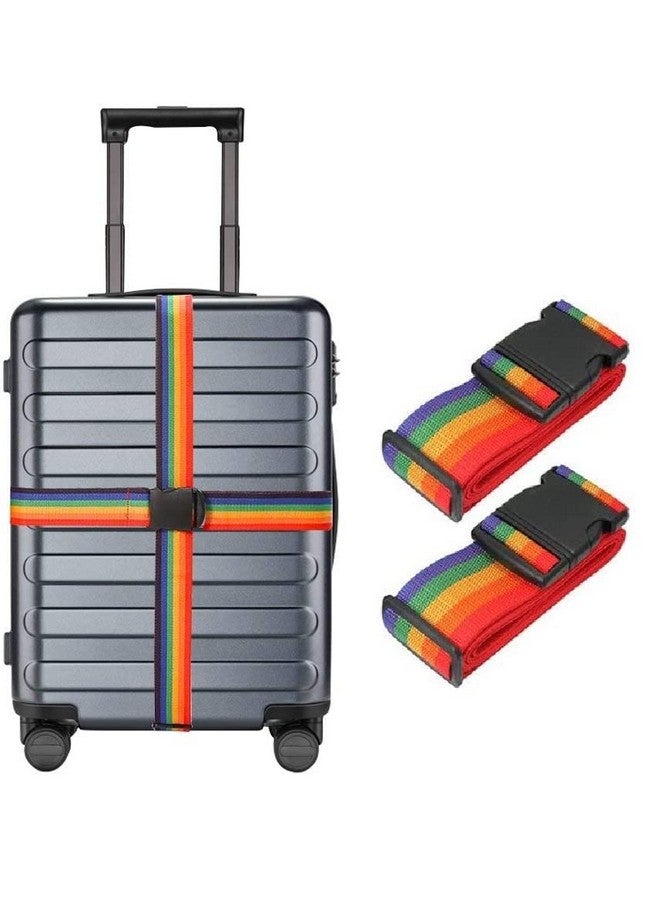 Inditradition (Pack Of 2) Adjustable Nylon Luggage Straps Belt, Suitcase Belt Tsa Approved (2 Meter, Rainbow Colour) - Image 1