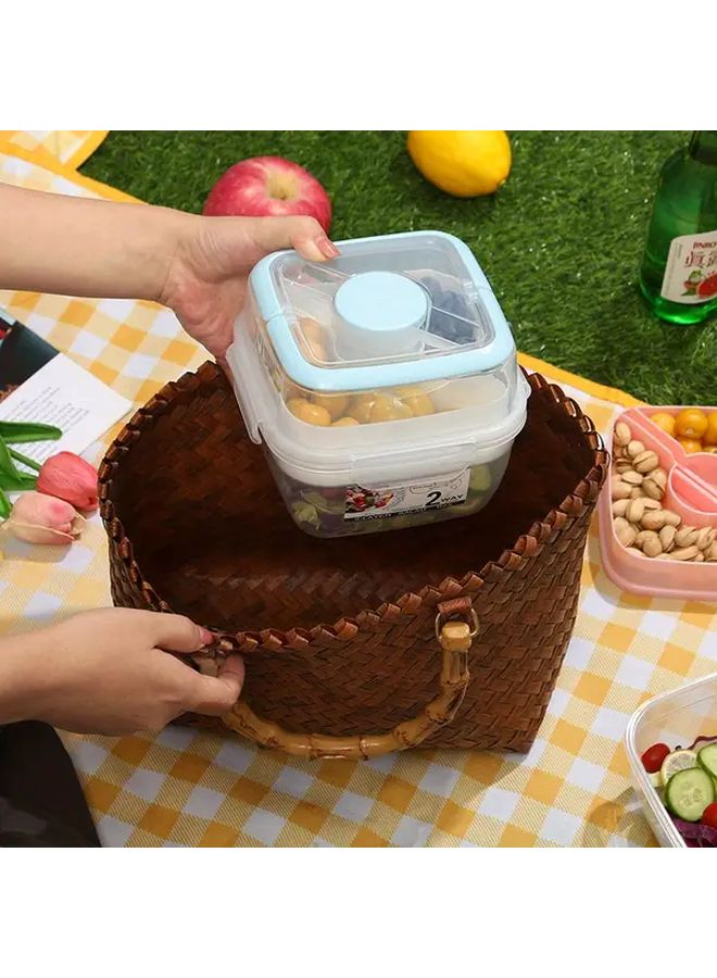 Pink Double Layer Salad Box With Fork Lid Yogurt Cup Portable Lunch Container - Image 5