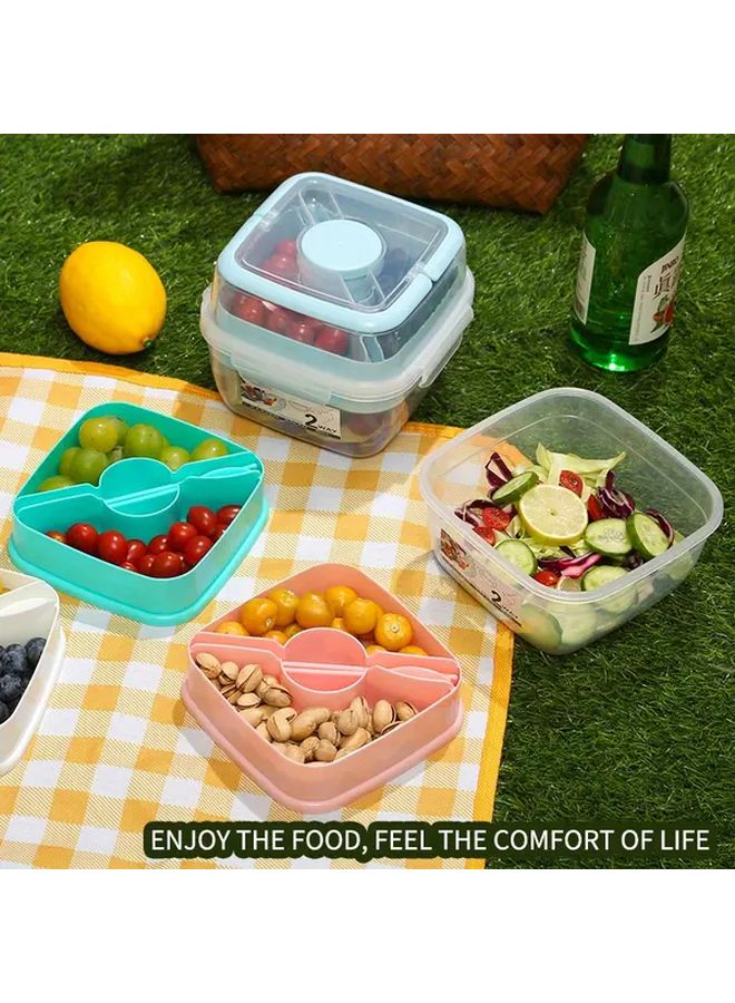 Pink Double Layer Salad Box With Fork Lid Yogurt Cup Portable Lunch Container - Image 3