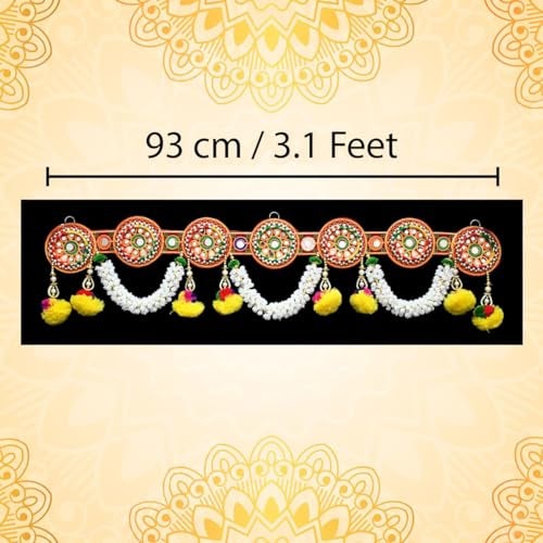 Saugat Traders Traditional Toran For Main Door Entrance Door Zula - Mandir Decoration - Diwali Pooja Room - Fancy Bandanwar - Multicolour Beads (3.1 Feet), 93 CM - Image 5