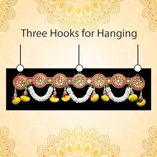 Saugat Traders Traditional Toran For Main Door Entrance Door Zula - Mandir Decoration - Diwali Pooja Room - Fancy Bandanwar - Multicolour Beads (3.1 Feet), 93 CM - Image 3