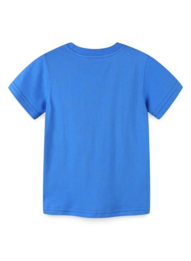 YUNIQEE Blue Printed Short Sleeve Crew Neck T-Shirt