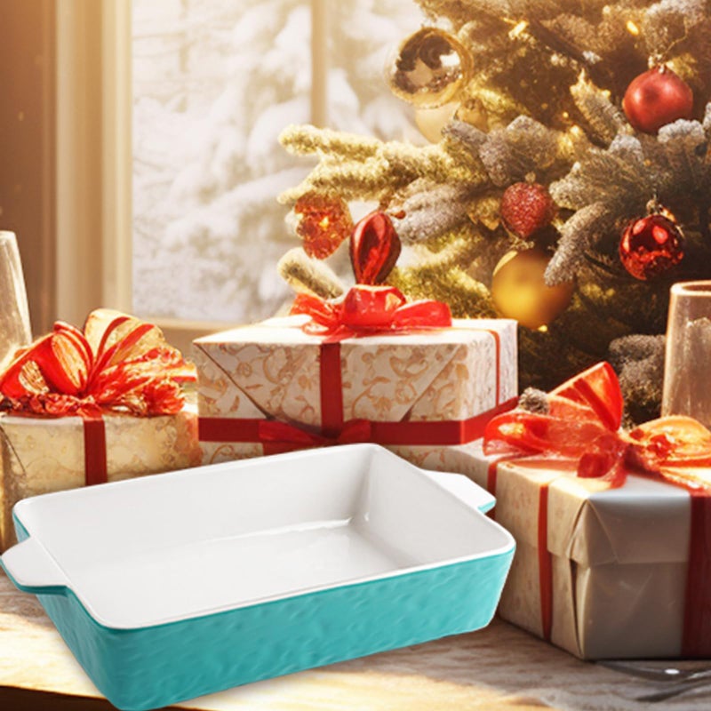 Krokori 4 QT Baking Dish, Casserole Dishes for Oven, 9x13 Baking Pan with Handles, Lasagna Pan Deep, Ceramic Casserole Dish Oven Safe for Baking, Lasagna, Kitchen, Wedding Gift (Aquamarine) - Image 4