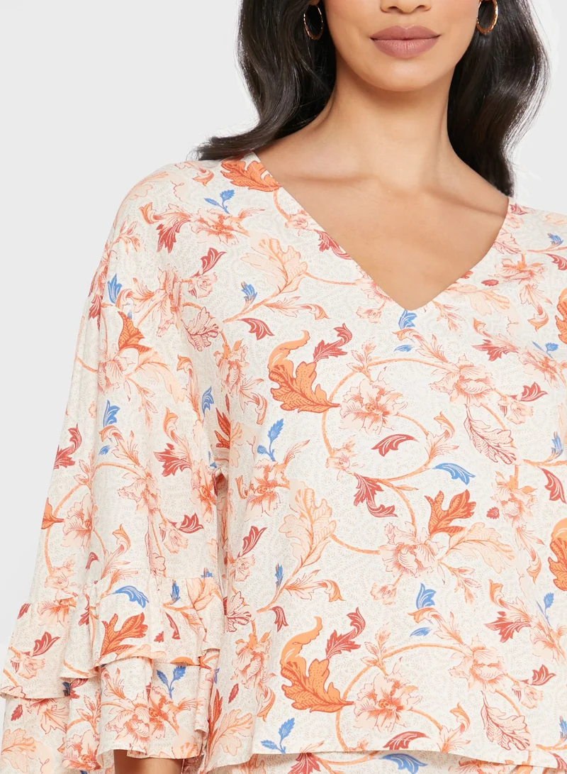 Object V-Neck Printed Top