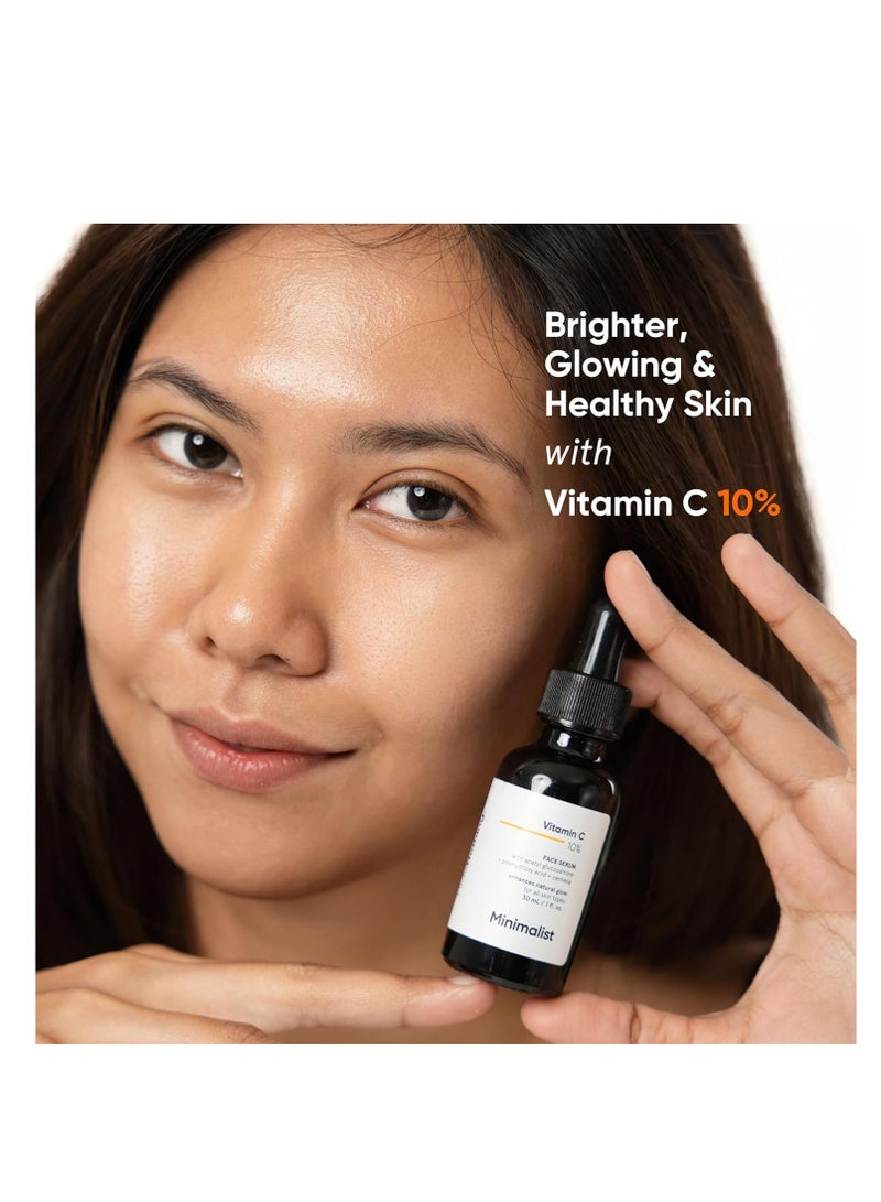 Minimalist Dull Skin, Dark Spots & Uneven Tone Treatment 10% Vitamin C Face Serum | Formulated & Tested for Sensitive Skin with Ethyl Ascorbic Acid & Pha | All Skin Types|For Men & Women | 30Ml - Image 2