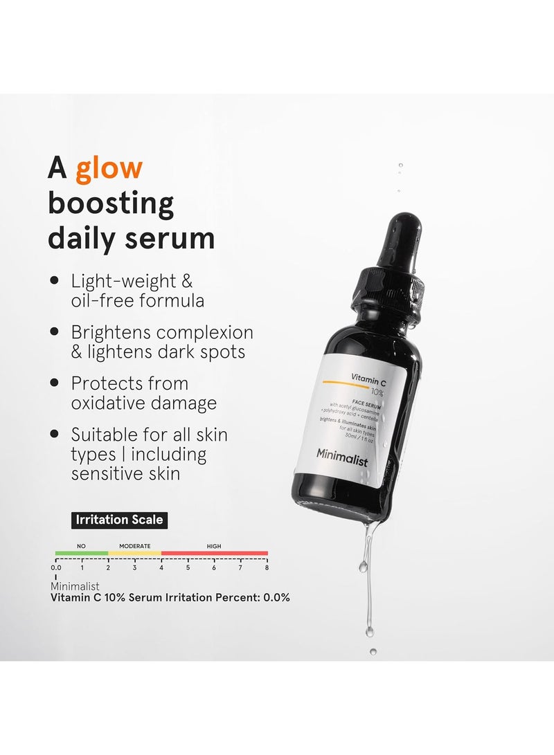 Minimalist Dull Skin, Dark Spots & Uneven Tone Treatment 10% Vitamin C Face Serum | Formulated & Tested for Sensitive Skin with Ethyl Ascorbic Acid & Pha | All Skin Types|For Men & Women | 30Ml - Image 3