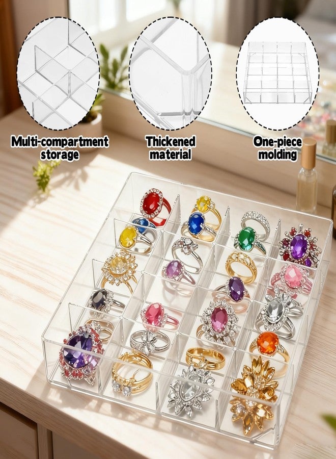 Rainmae 2 Pack 16 Grids Jewelry Organizer Box Clear Plastic Bead Craft Jewelry Organizer Display Tray Rock Collection Box Stackable Acrylic Storage Case for Rings Earrings Necklaces Rhinestone - Image 4