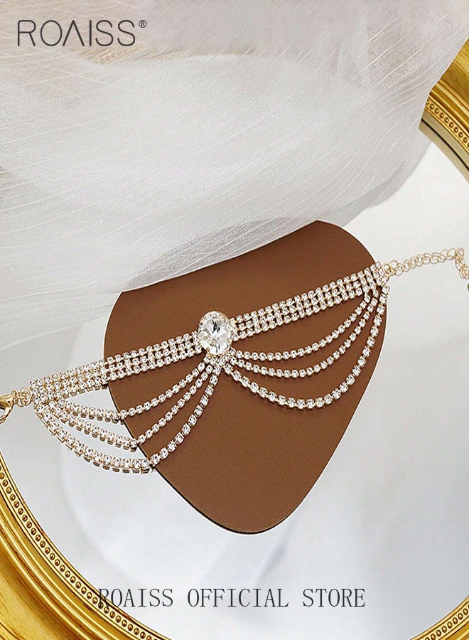 roaiss Women's Anklet Women's Rhinestone Tassel Anklet Jewelry Women's High Heel Accessories - Image 3