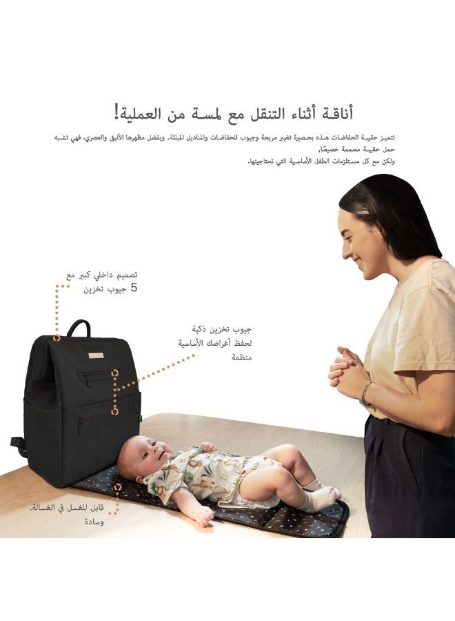 RILO Multifunction Waterproof Diaper Bag for Baby&Toddler|7-Pcs Set W/Changing Mat, Wet Bag, Pouches|Large-Capacity Travel Backpack for Mom&Dad with Trolley Sleeve|Diaper Tote Bag