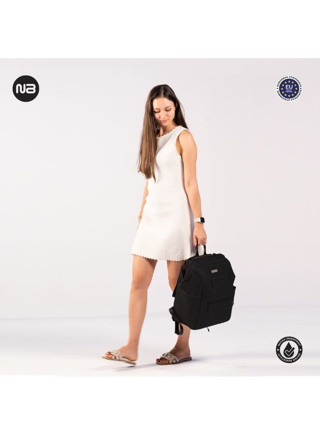 RILO Multifunction Waterproof Diaper Bag for Baby&Toddler|7-Pcs Set W/Changing Mat, Wet Bag, Pouches|Large-Capacity Travel Backpack for Mom&Dad with Trolley Sleeve|Diaper Tote Bag