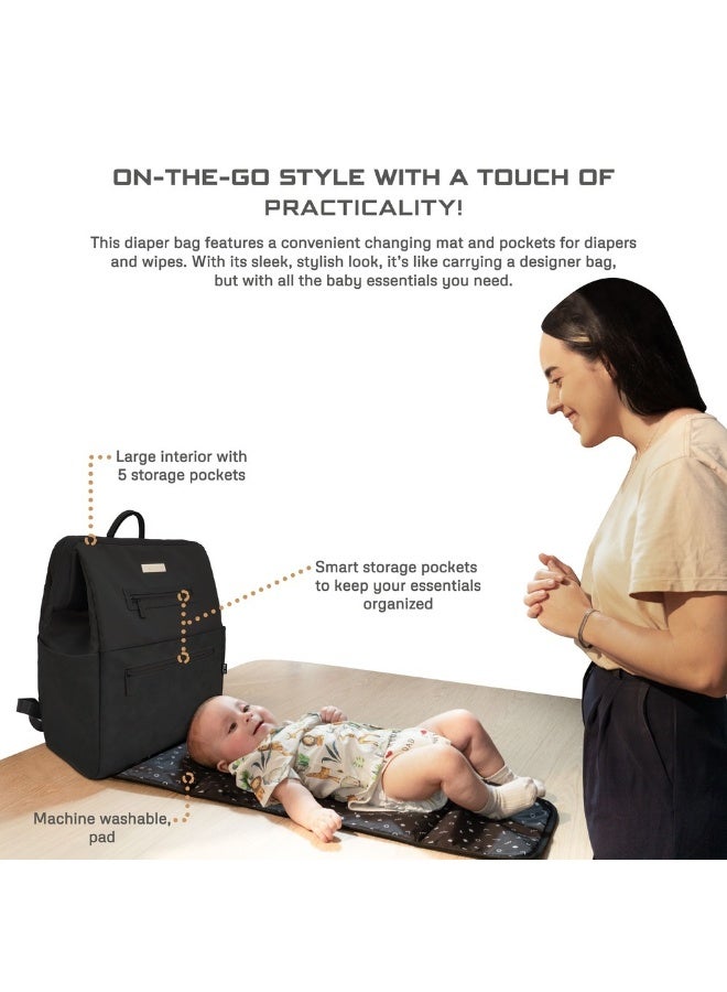 RILO Multifunction Waterproof Diaper Bag for Baby&Toddler|7-Pcs Set W/Changing Mat, Wet Bag, Pouches|Large-Capacity Travel Backpack for Mom&Dad with Trolley Sleeve|Diaper Tote Bag