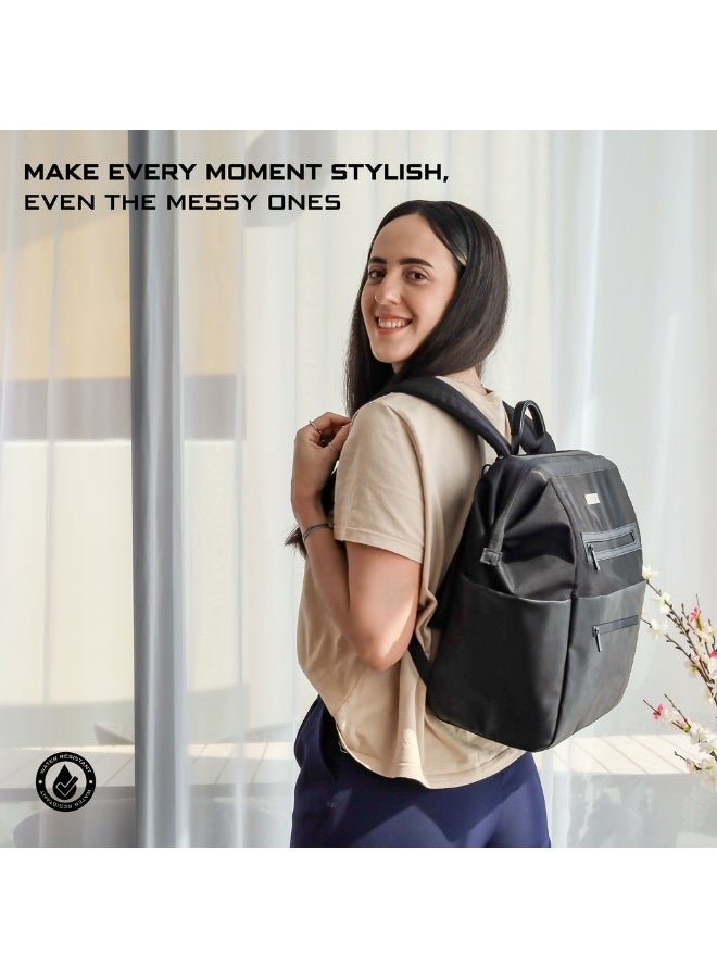 RILO Multifunction Waterproof Diaper Bag for Baby&Toddler|7-Pcs Set W/Changing Mat, Wet Bag, Pouches|Large-Capacity Travel Backpack for Mom&Dad with Trolley Sleeve|Diaper Tote Bag