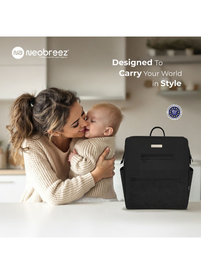 RILO Multifunction Waterproof Diaper Bag for Baby&Toddler|7-Pcs Set W/Changing Mat, Wet Bag, Pouches|Large-Capacity Travel Backpack for Mom&Dad with Trolley Sleeve|Diaper Tote Bag