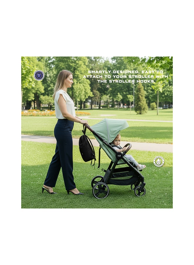 neobreez RILO Multifunction Waterproof Diaper Bag for Baby&Toddler|7-Pcs Set W/Changing Mat, Wet Bag, Pouches|Large-Capacity Travel Backpack for Mom&Dad with Trolley Sleeve|Diaper Tote Bag - Image 5