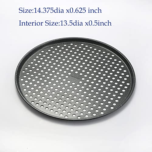 monfish 14 inch Pizza Pan with holes 2 pack perforated huge Pizza Tray Carbon Steel Crisper Pan Non stick Pizza pan for oven - Image 4