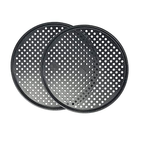 monfish 14 inch Pizza Pan with holes 2 pack perforated huge Pizza Tray Carbon Steel Crisper Pan Non stick Pizza pan for oven - Image 1