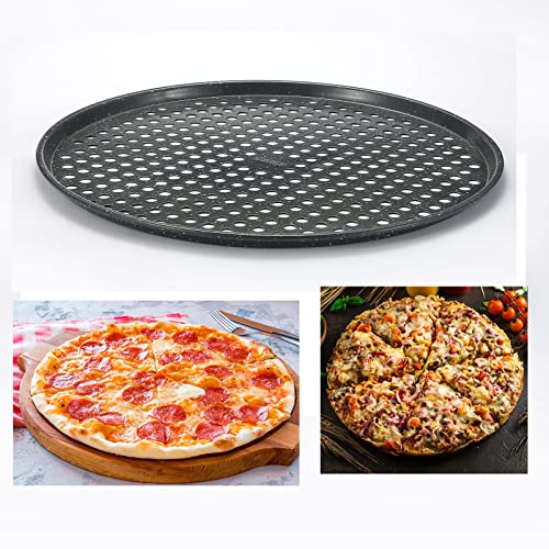 monfish 14 inch Pizza Pan with holes 2 pack perforated huge Pizza Tray Carbon Steel Crisper Pan Non stick Pizza pan for oven - Image 3