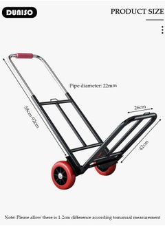 DUNISO Folding Hand Truck , Moving Hand Truck with Wear-resistant Silent Wheel, Heavy Folding Hand Truck, Truck Cart with Retractable Handle and Toughened Steel Pipe, for Factory Warehouse, Moving Storage and More  - Image 4