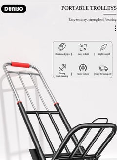 DUNISO Folding Hand Truck , Moving Hand Truck with Wear-resistant Silent Wheel, Heavy Folding Hand Truck, Truck Cart with Retractable Handle and Toughened Steel Pipe, for Factory Warehouse, Moving Storage and More  - Image 2