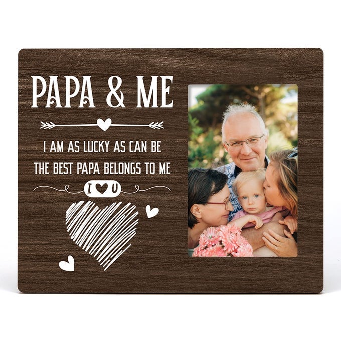 PAPA AND ME WOOD PICTURE FRAME RUSTIC WOODEN PHOTO FRAME FOR TABLETOP OR WALL DISPLAY FOR 4X6 PHOTO GIFT FOR GRANDPA GRANDFATHER FROM GRANDSON GRANDDAUGHTER