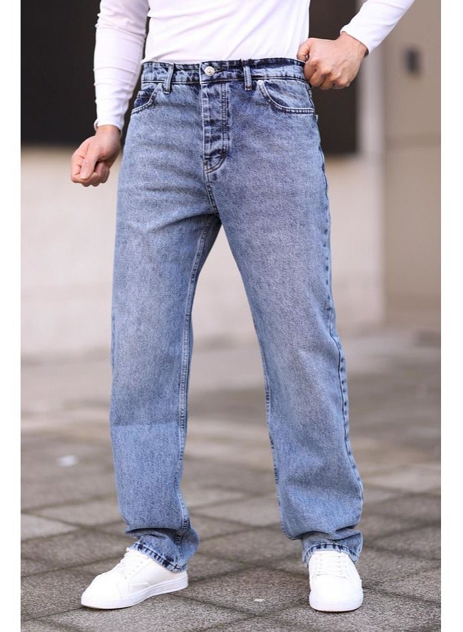 Trendyol Man Medium Blue % Cotton Baggy Fit Jeans Trousers - Image 2