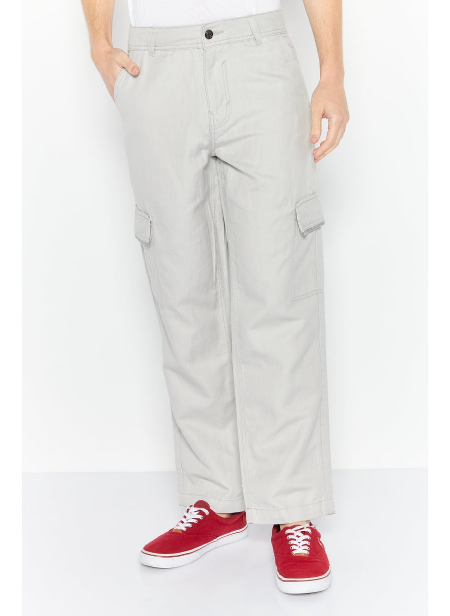 ESPRIT Men Regular Fit Cargo Pant, Light Grey  - Image 1