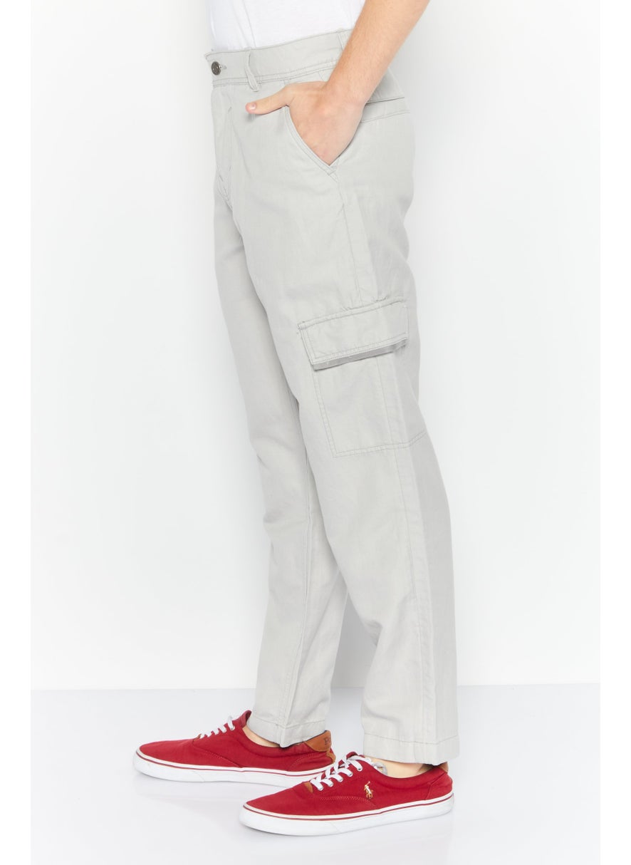 ESPRIT Men Regular Fit Cargo Pant, Light Grey  - Image 3