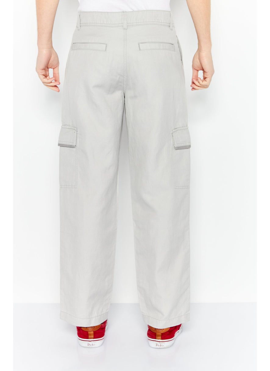 ESPRIT Men Regular Fit Cargo Pant, Light Grey  - Image 4