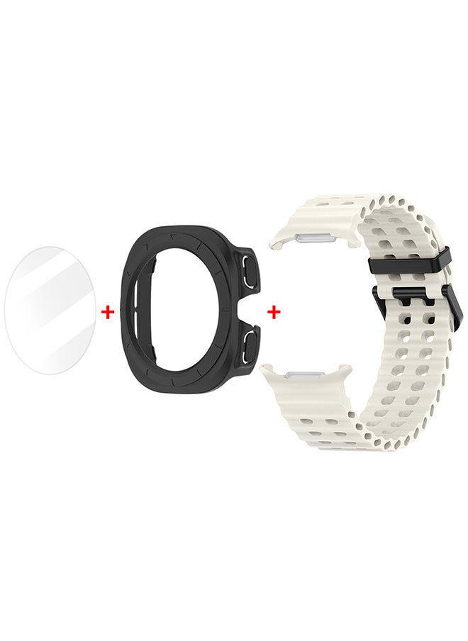 CATANES (for Samsung Galaxy Watch 7 Ultra) 3 Packs Silicone Band, Case and Screen Protector, Soft Ocean Silicone Sport Strap Replacement Accessory  - Image 3