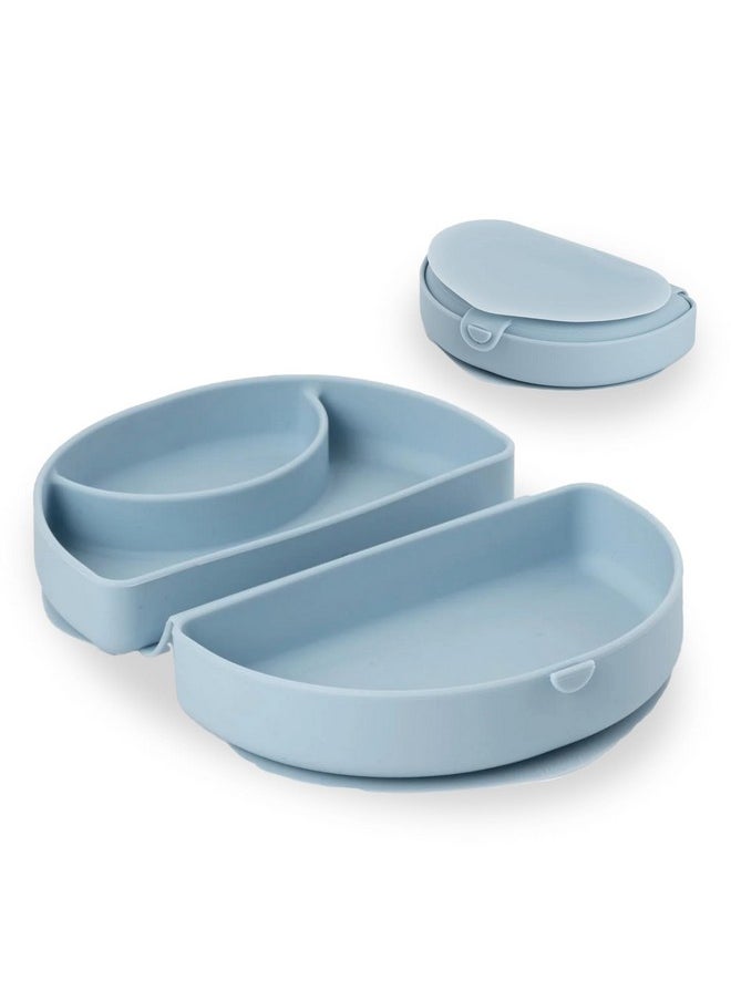 Miniware Silifold - Silicone Baby Plate - Foldable Toddler Travel Essential To Promote Self-Feeding - Food Grade Silicone Toddler Plates & Baby Plates With Suction - Bpa Free Baby Essentials -Chickory  - Image 1