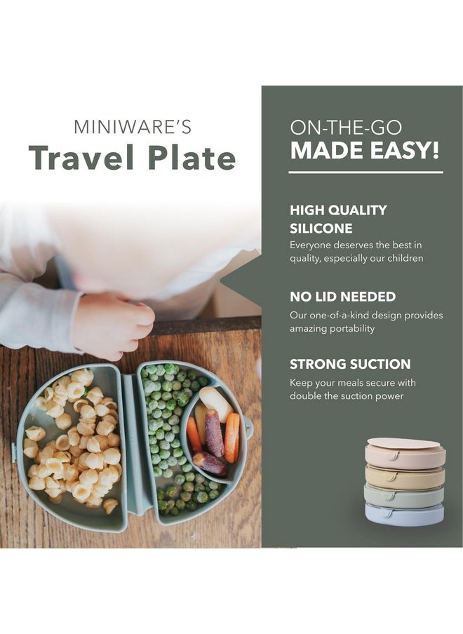 Miniware Silifold - Silicone Baby Plate - Foldable Toddler Travel Essential To Promote Self-Feeding - Food Grade Silicone Toddler Plates & Baby Plates With Suction - Bpa Free Baby Essentials -Chickory  - Image 3
