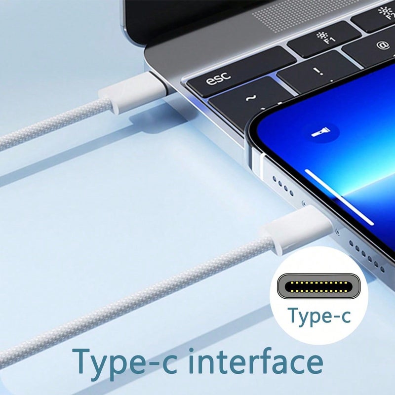 USB C Fast Charger Cable 3.3ft Nylon Braided Cord 60W USB C to Type C Data Sync Charging Cord for Phone Tablet Car Travel Home Use Light Grey 39 37inch - Image 5