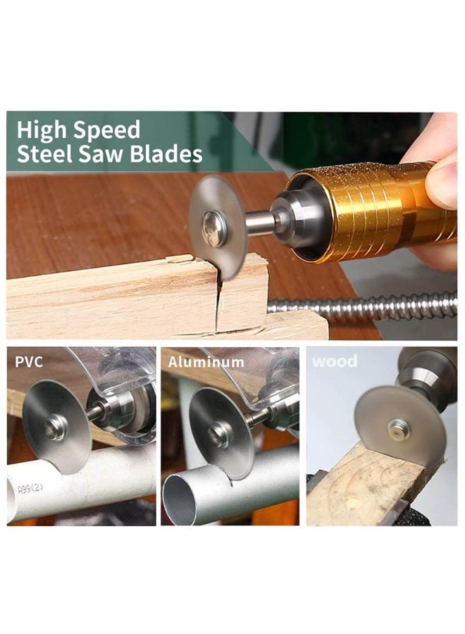 32pcs Cutting Wheel Set for Rotary Tool, HSS Circular Saw Blades, 545 Diamond Cutting Wheel, Accessories Cutting Discs with 1/8" Shank for Wood Glass Plastic Stone  - Image 5