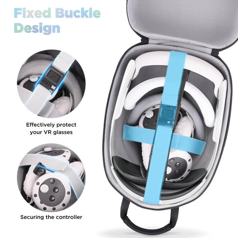 FOREGOER Hard Carrying Case Compatible with Meta Quest 3S/Quest 3/Oculus Quest 2 Official Original/Elite Strap VR Gaming Headset, Portable Travel Vision Pro Case for Touch Controllers Accessories - Image 3