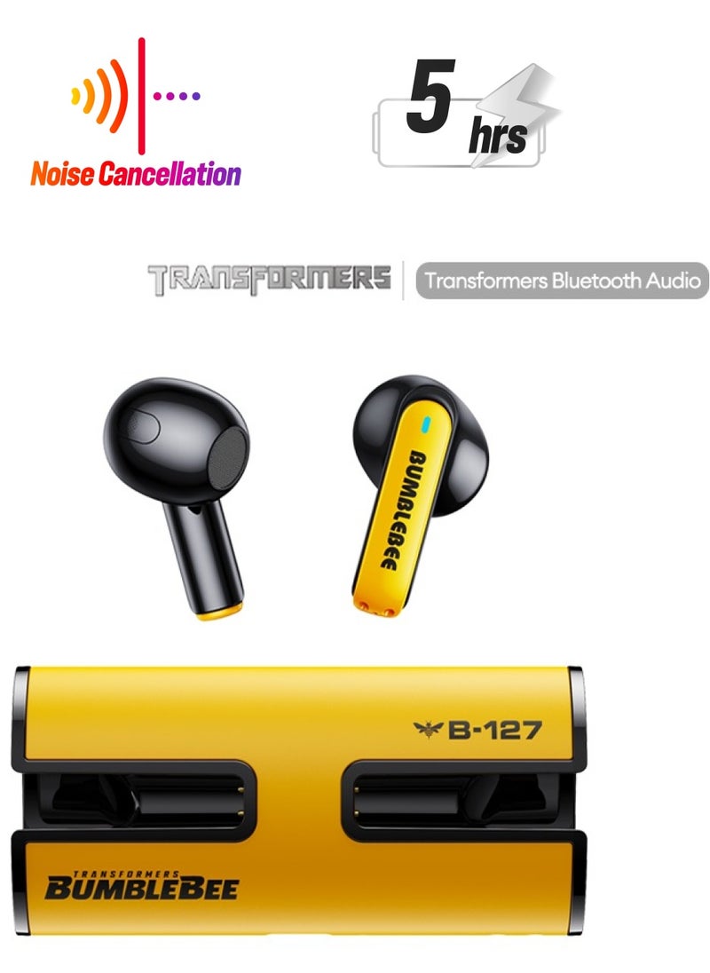 TRANSFORMERS - Transformers TF-T02 TWS Wireless Headphones Bluetooth 5.3 Bumblebee Yellow Game Sports - Image 1