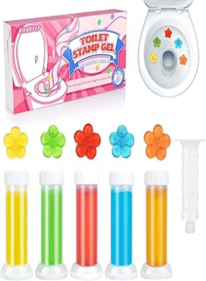 KILOSTEP Flower Toilet Gel Stamp, 60 Count Toilet Bowl Stamp Gel 5 Kinds Of Scent Toilet Bowl Cleaner