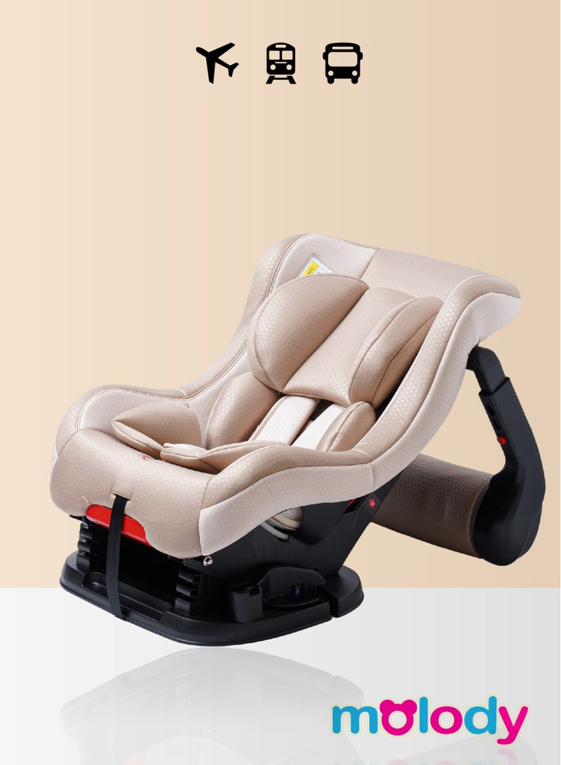 مولودي كرسي سيارة للأطفال مولودي قابل للتحويل من 0-4 سنوات بمقبض أمان أمامي ووضعيات استلقاء- بيج - Image 1