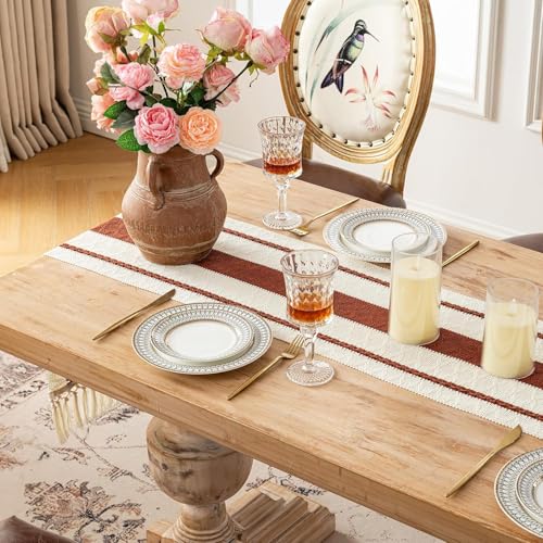 Slazie Premium Boho Design Cotton Table Runner with placemat Combos| Tassles| Table dcor| Dining Area |Dining Table|4-6 Seater Table Runner| Brown Patti - Image 2