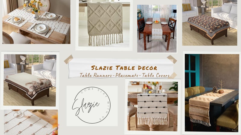 Slazie Premium Boho Design Cotton Table Runner with placemat Combos| Tassles| Table dcor| Dining Area |Dining Table|4-6 Seater Table Runner| Brown Patti - Image 3