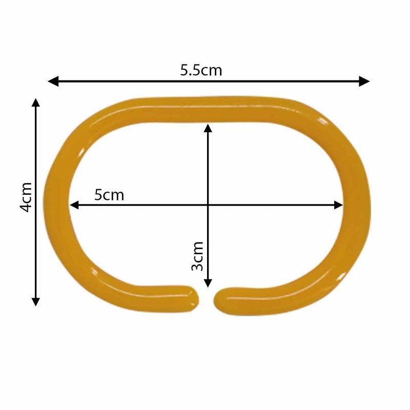 KidsCity.in Shower Curtain Rings, Plastic Rust-Proof, Unbreakable, Slides Easily on Bath Drape Rod, Curtain Liner, 36 C Shape Hooks - (JS160913) Yellow  - Image 5