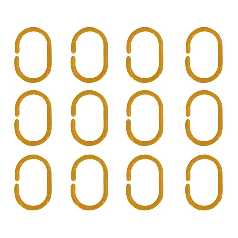 KidsCity.in Shower Curtain Rings, Plastic Rust-Proof, Unbreakable, Slides Easily on Bath Drape Rod, Curtain Liner, 36 C Shape Hooks - (JS160913) Yellow  - Image 4